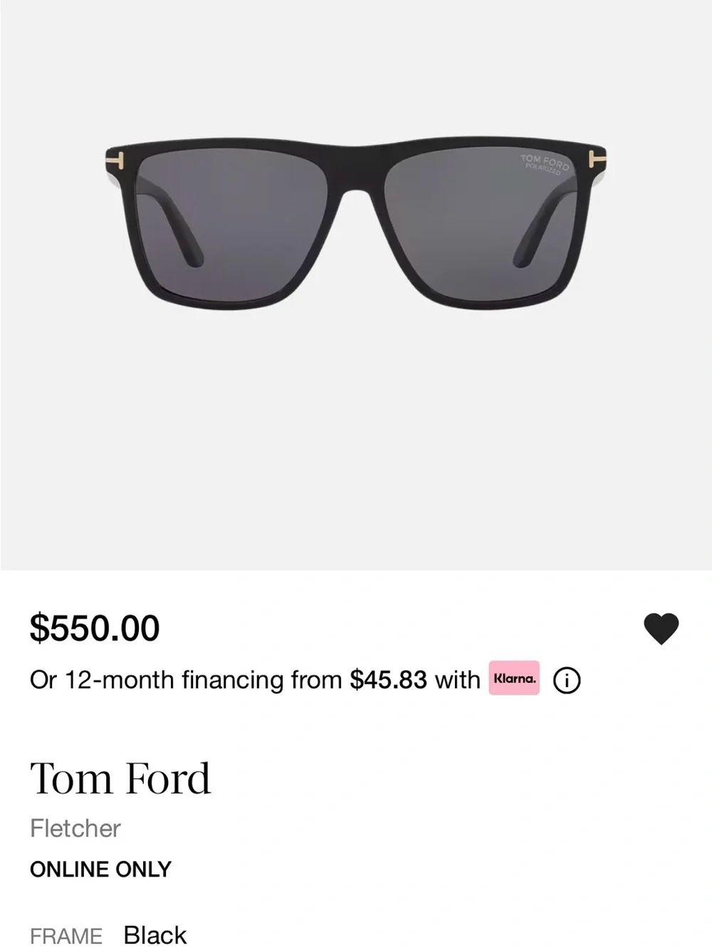 Tom Ford Black Frame Sunglasses with Gray Lenses